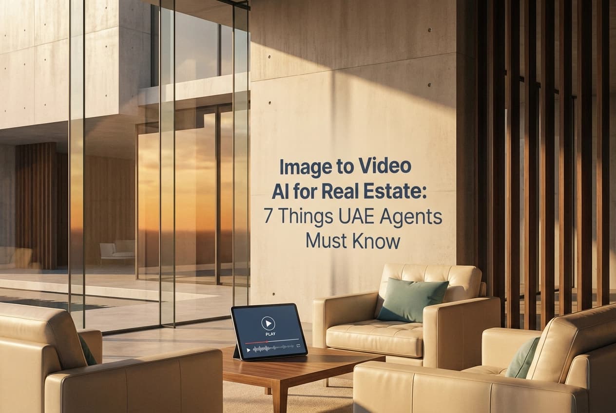 Professional header image for list-based article: Image to Video AI for Real Estate: 7 Things UAE Agents Mu...